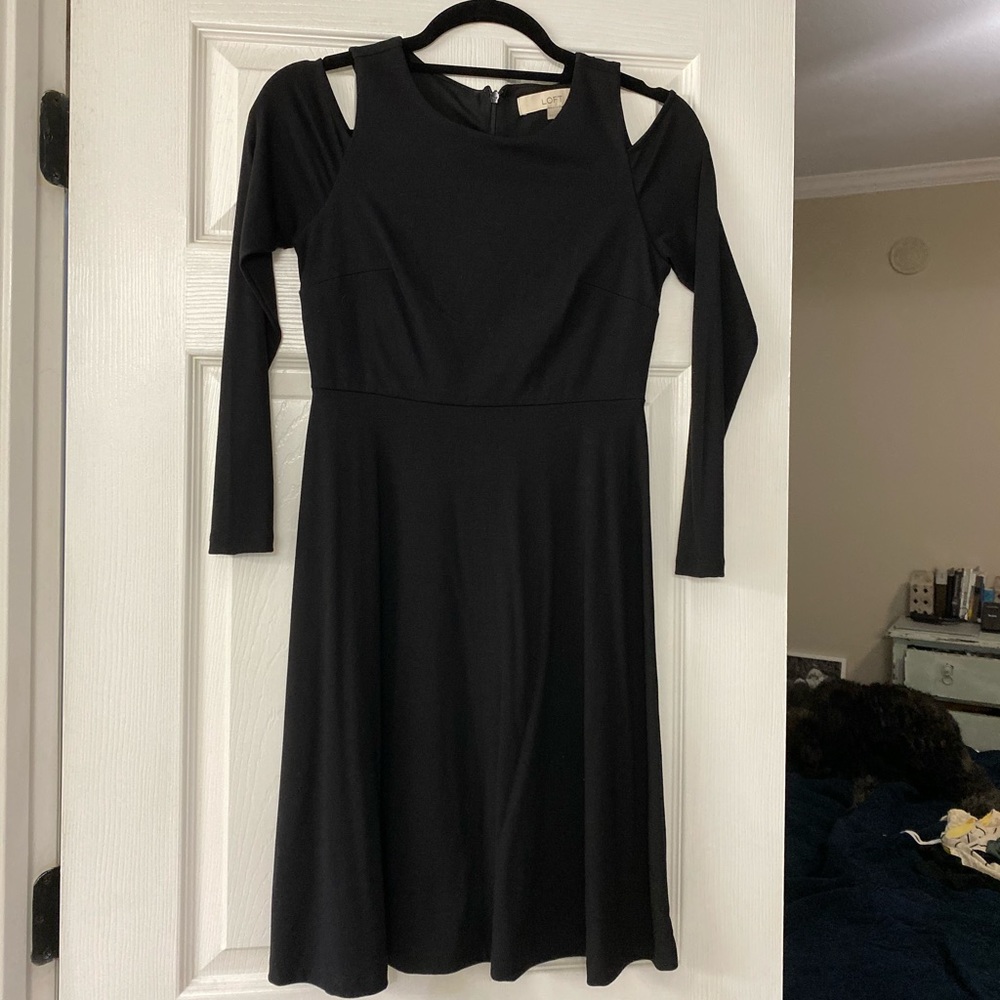 Loft Long sleeve cut out dress